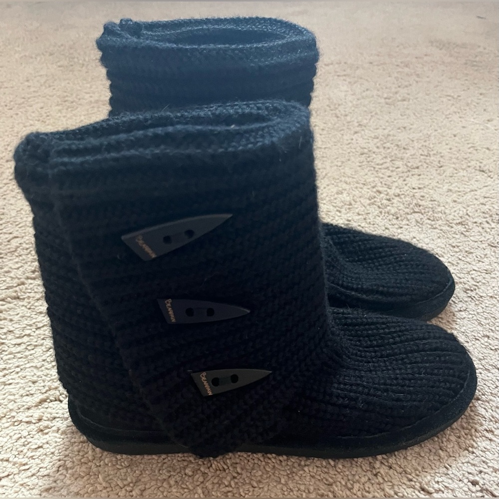BearPaw Black Knit Tall Boots - Picture 2 of 5